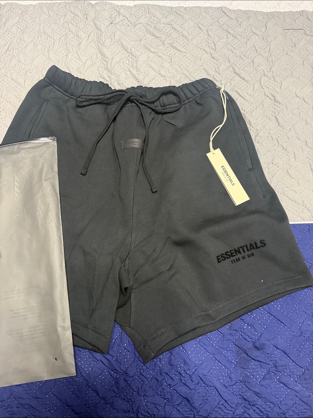 ESSENTIALS Black Drawstring Athletic Shorts